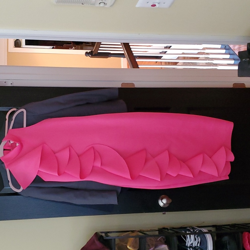 NWT Fuchsia ruffle midi dress